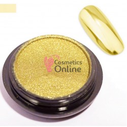 Pigment Metalic Mirror Effect pentru Gel UV sau Acril, NADP014TT Briliant Gold + 2 aplicatoare